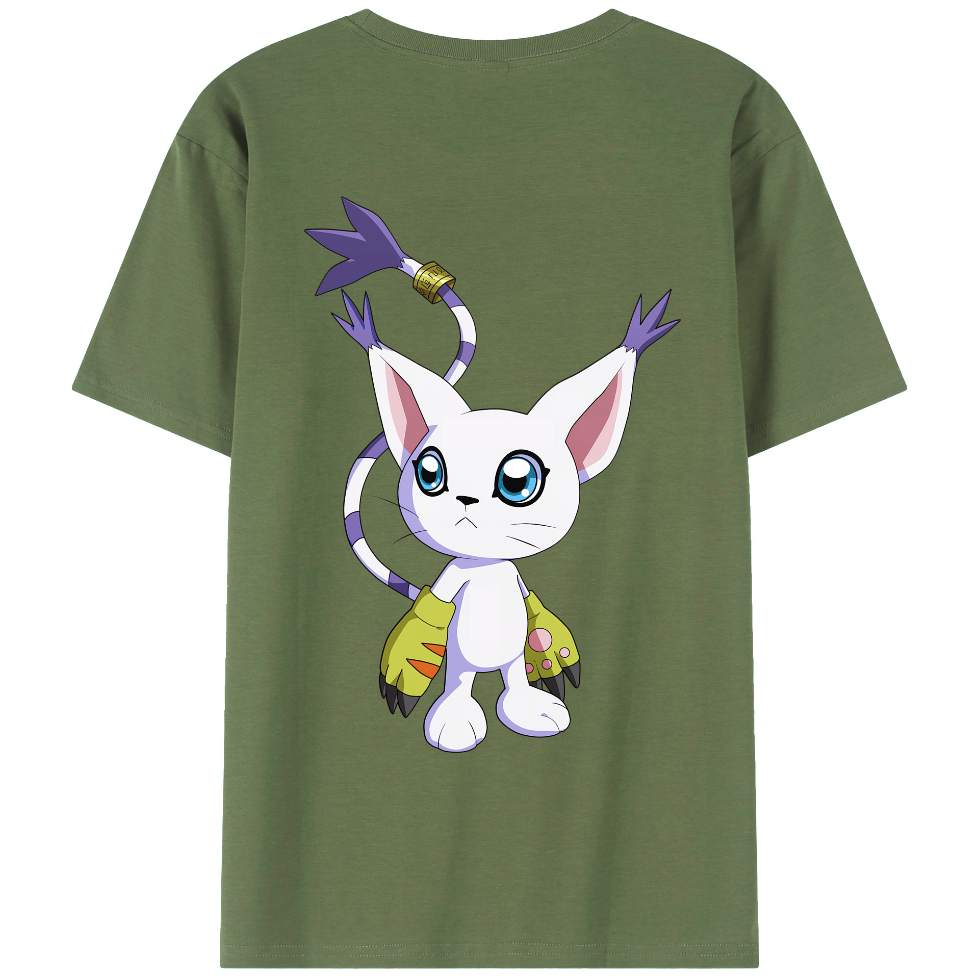 （画像用） Digimon デジタルモンスター/デジモン 綿100％ メンズ半袖Tシャツ（バックプリント） 通気性